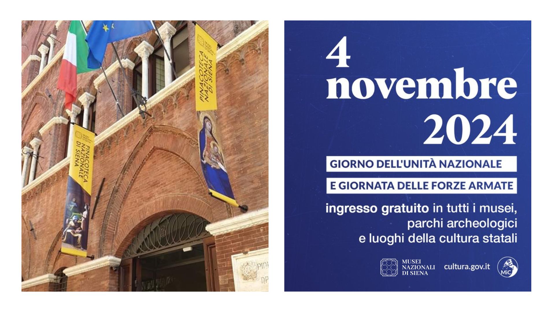 Lunedì 4 novembre 2024: Apertura gratuita dei Musei Nazionali di Siena per la Giornata dell'Unità Nazionale e delle Forze Armate